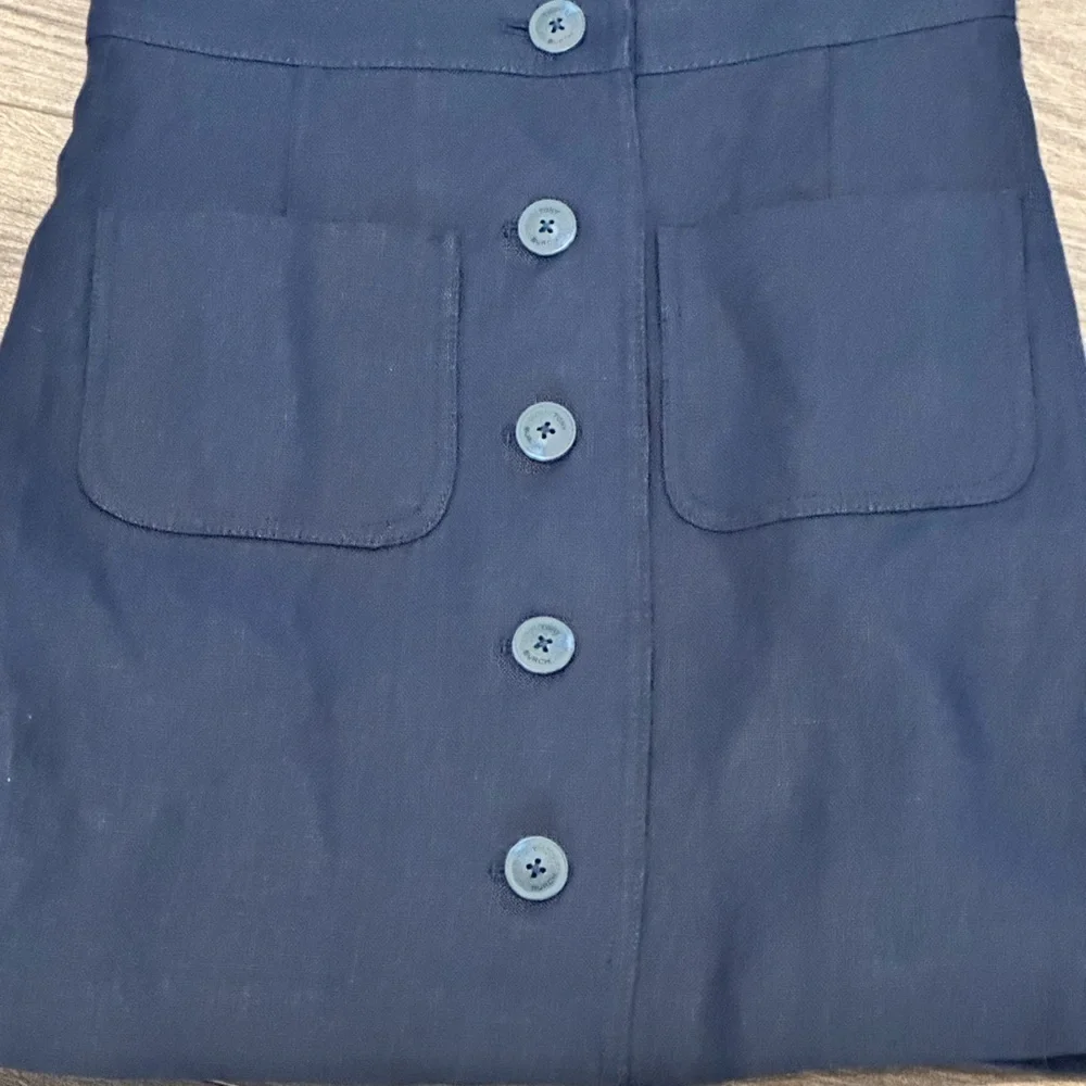 NWOT Tory Burch Navy Button-Front Linen Shift Dress Size 0
